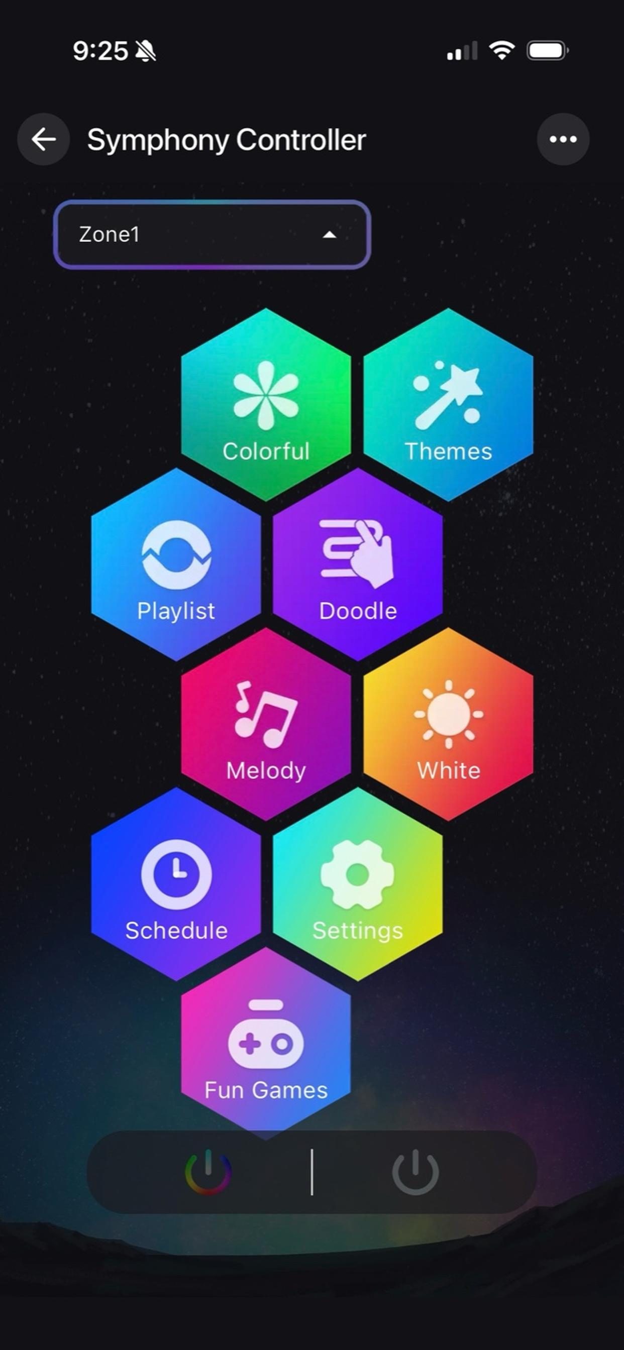 Symphony controller home screen