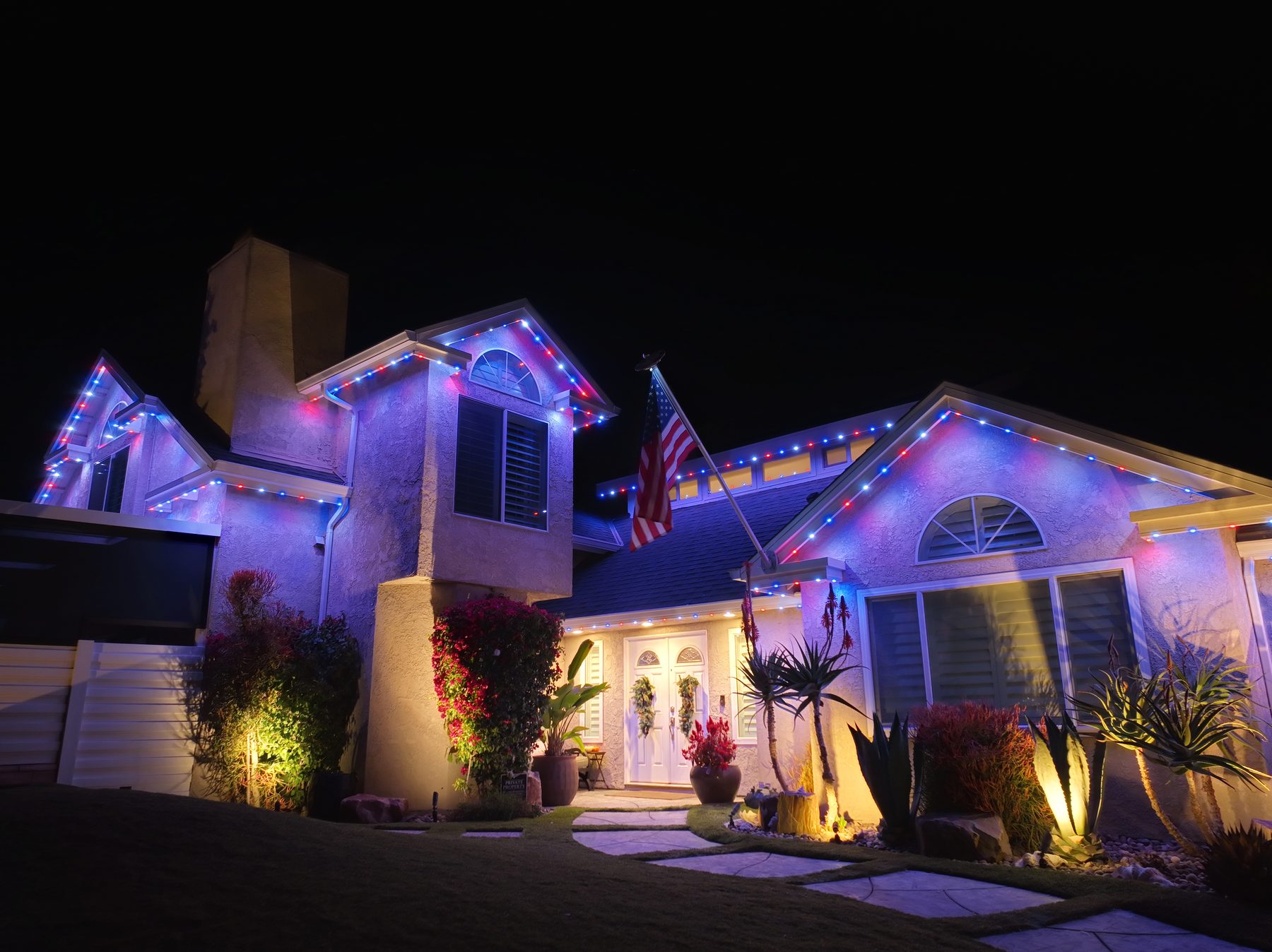Red, white and blue patriotic lighting