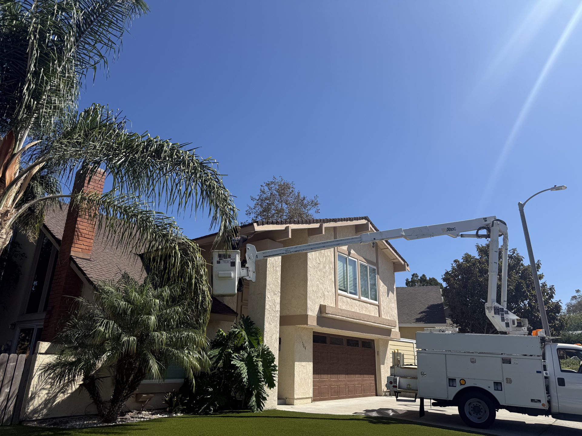 Bucket truck on a Camarillo-area install